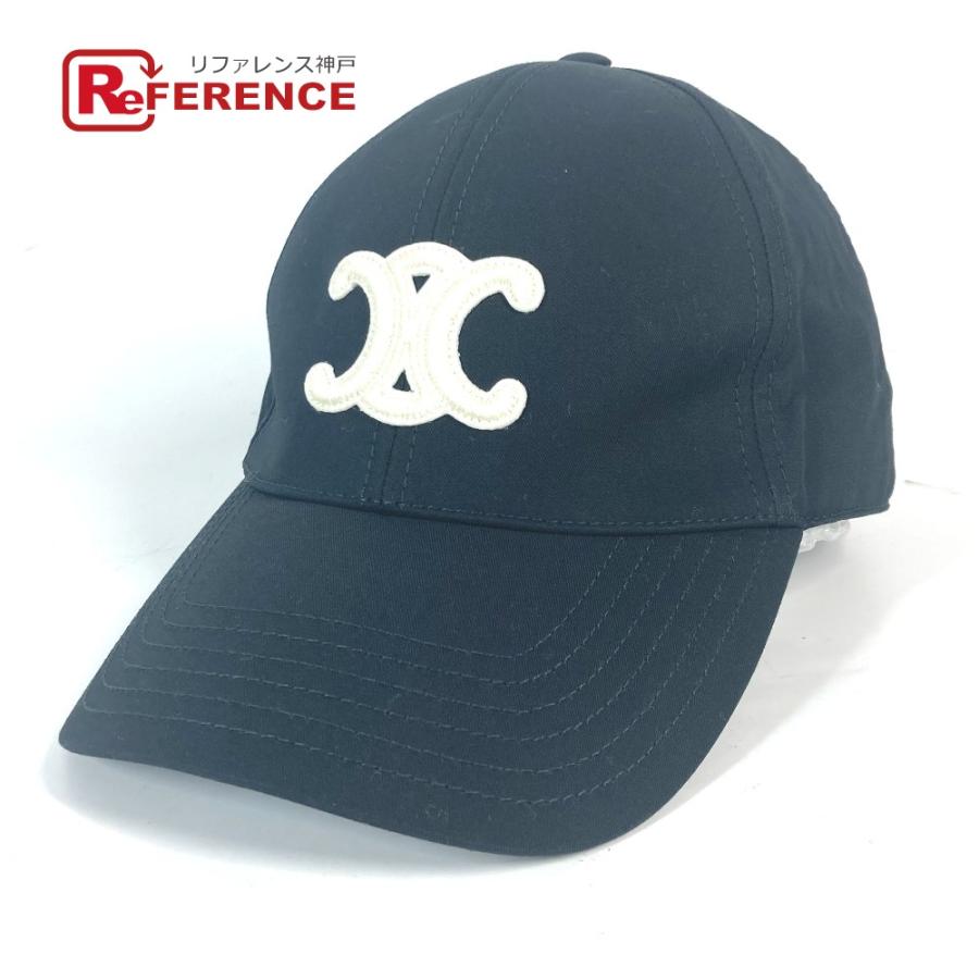 美品 CELINE セリーヌ 2AUT6969P トリオンフ 帽子 キャップ帽 ベースボール ロゴ キャップ ブラック レディース【中古】 | CELINE