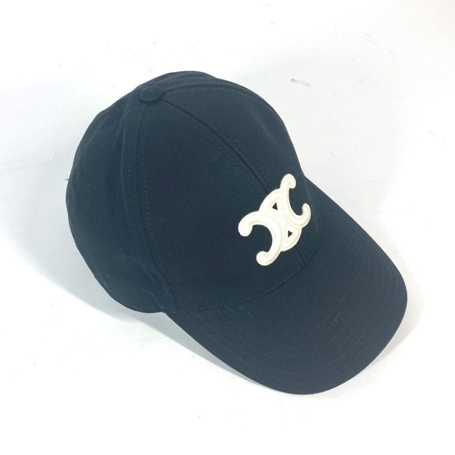 美品 CELINE セリーヌ 2AUT6969P トリオンフ 帽子 キャップ帽 ベースボール ロゴ キャップ ブラック レディース【中古】 | CELINE | 07