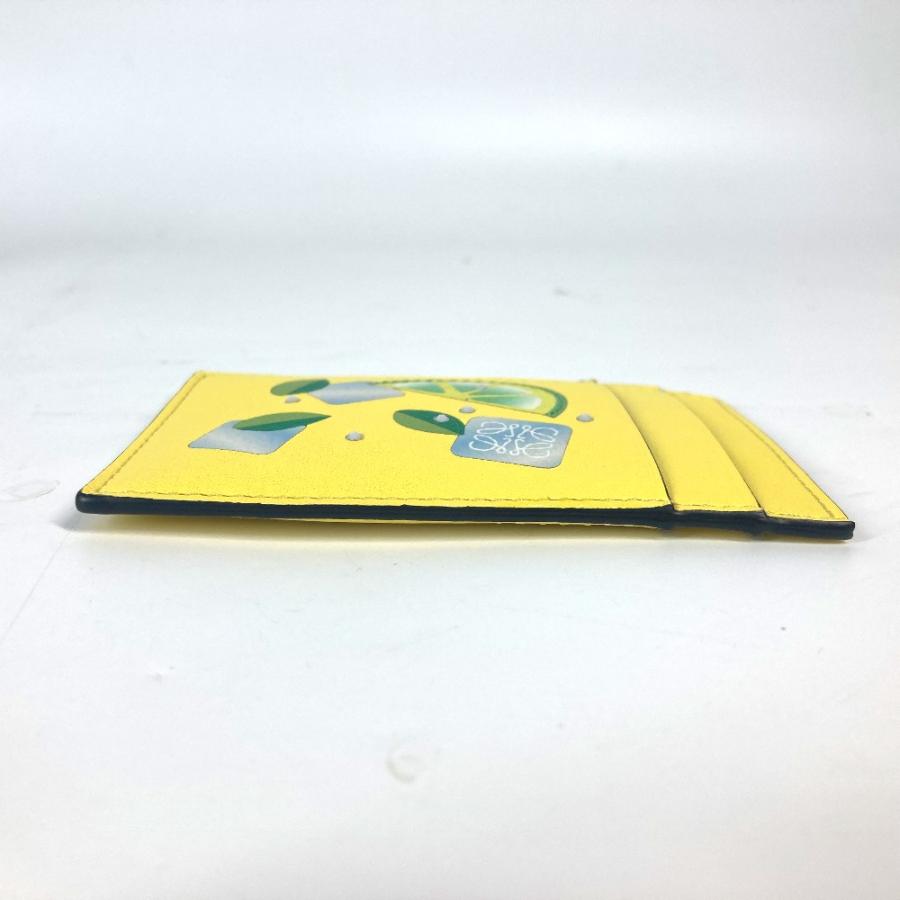 未使用 LOEWE ロエベ アナグラム ロゴ ストーン付き 名刺入れ パスケース  縦型 カードケース イエロー ユニセックス【中古】 | LOEWE | 02