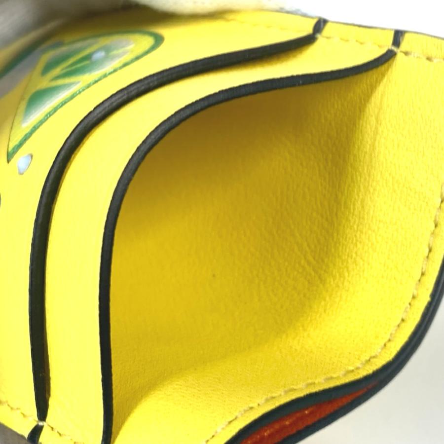 未使用 LOEWE ロエベ アナグラム ロゴ ストーン付き 名刺入れ パスケース  縦型 カードケース イエロー ユニセックス【中古】 | LOEWE | 08