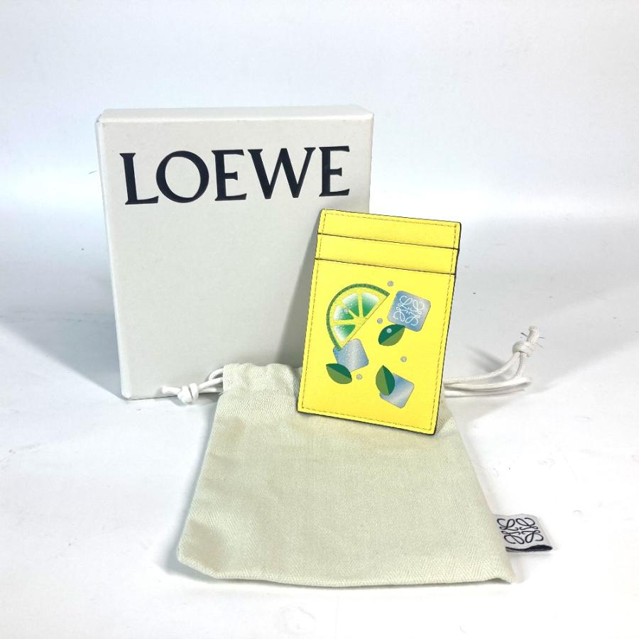 未使用 LOEWE ロエベ アナグラム ロゴ ストーン付き 名刺入れ パスケース  縦型 カードケース イエロー ユニセックス【中古】 | LOEWE | 09