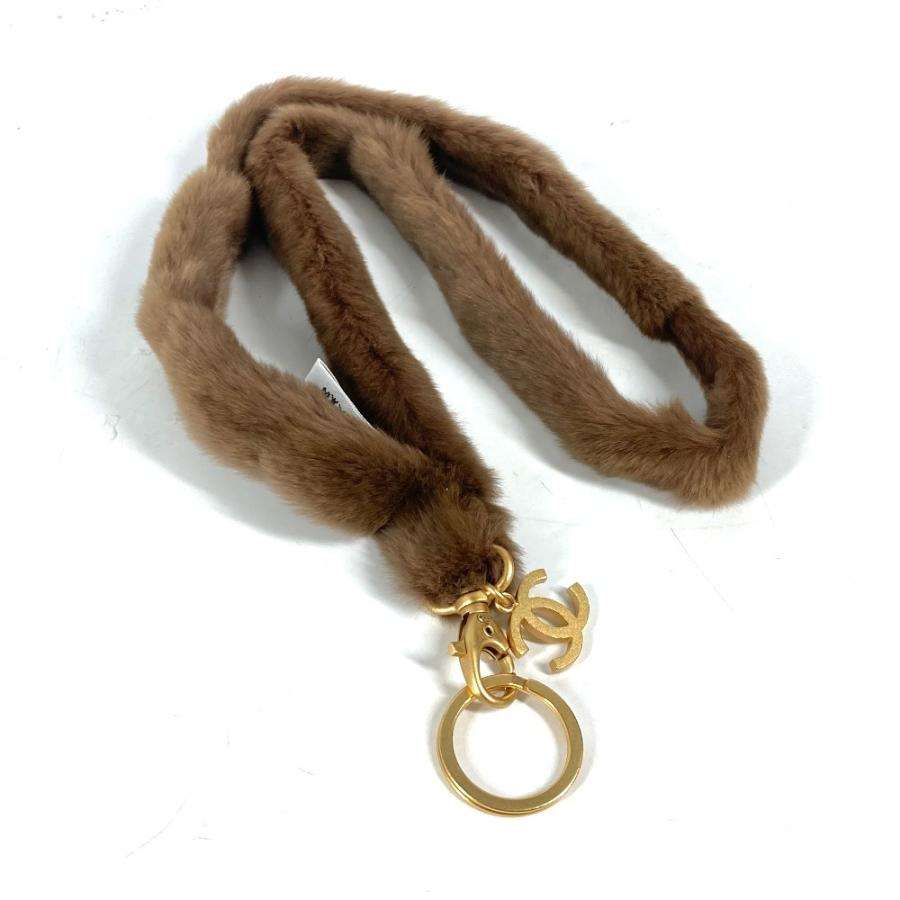 美品 CHANEL シャネル CC ココマーク ファー ネックストラップ ファー ストラップ ブラウン レディース【中古】 | CHANEL | 01