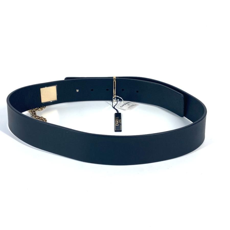 美品 CHANEL シャネル CC ココマーク ロゴ チェーン アクセサリー バックル 02P ベルト ブラック レディース【中古】 | CHANEL | 01