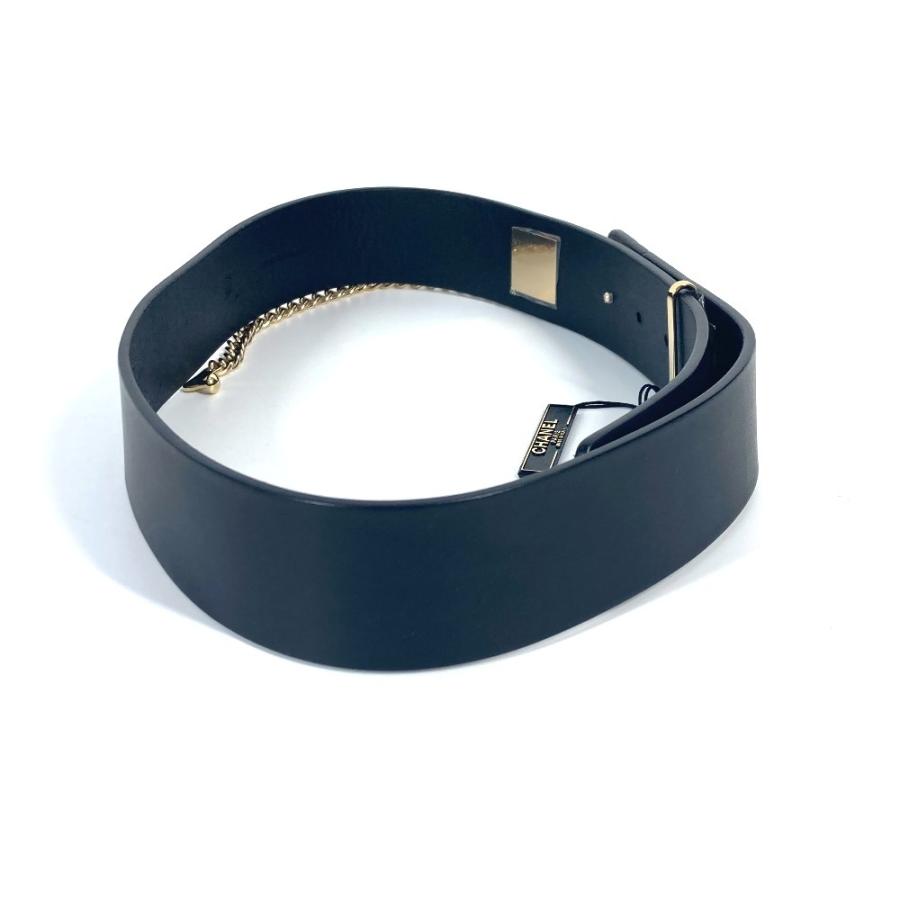 美品 CHANEL シャネル CC ココマーク ロゴ チェーン アクセサリー バックル 02P ベルト ブラック レディース【中古】 | CHANEL | 02