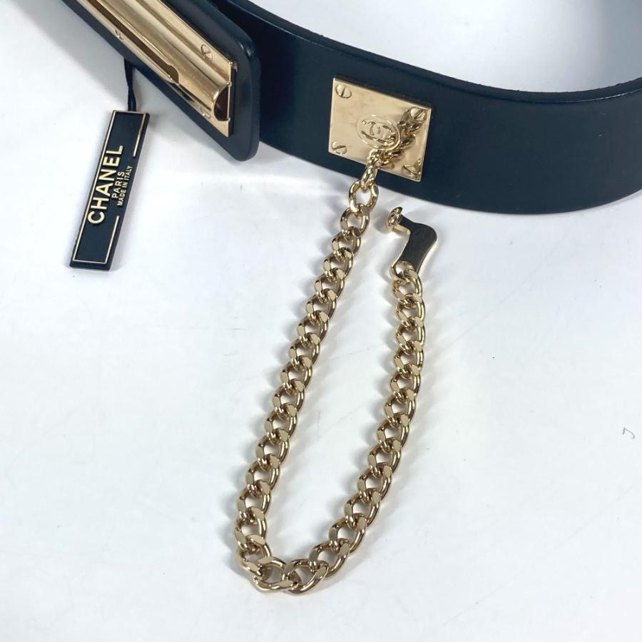 美品 CHANEL シャネル CC ココマーク ロゴ チェーン アクセサリー バックル 02P ベルト ブラック レディース【中古】 | CHANEL | 04
