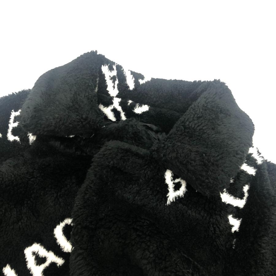 BALENCIAGA バレンシアガ 595827 ロゴ総柄 オーバーサイズ アパレル アウター フェイクファー ロングコート ブラック メンズ【中古】 | BALENCIAGA | 02