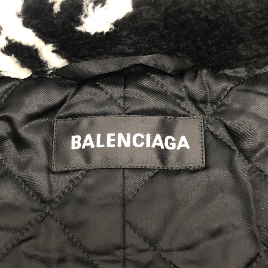 BALENCIAGA バレンシアガ 595827 ロゴ総柄 オーバーサイズ アパレル アウター フェイクファー ロングコート ブラック メンズ【中古】 | BALENCIAGA | 04