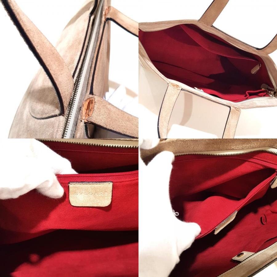 BVLGARI ブルガリ ブルガリブルガリ 2WAY ショルダーバッグ トートバッグ スエード レディース ベージュ×ゴールド金具 | BVLGARI | 08