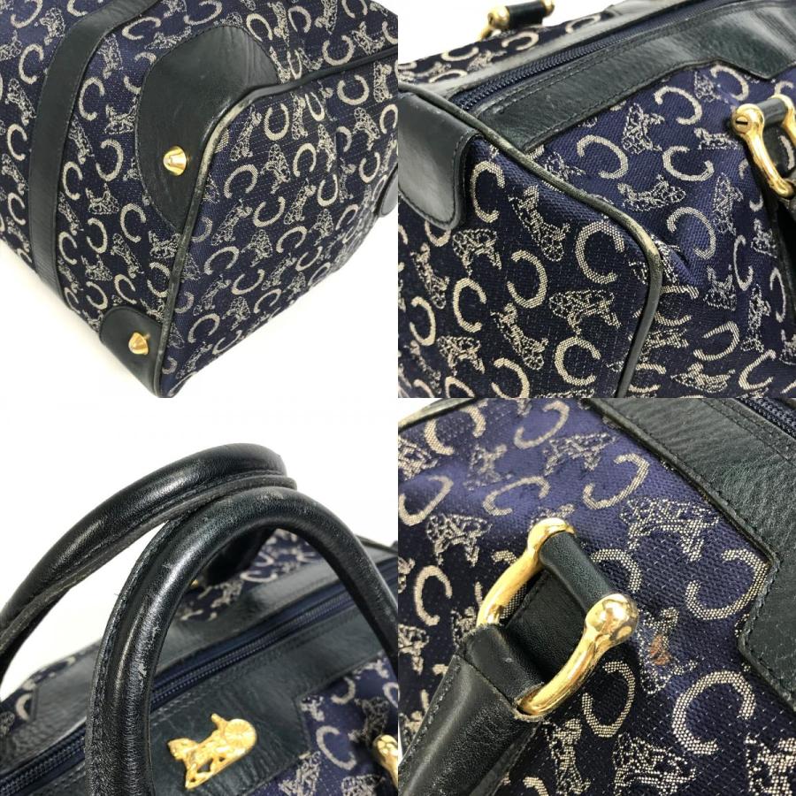 CELINE セリーヌ Cマカダム 馬車 ヴィンテージ ハンドバッグ ボストンバッグ キャンバス/レザー ネイビー レディース【中古】｜reference｜09