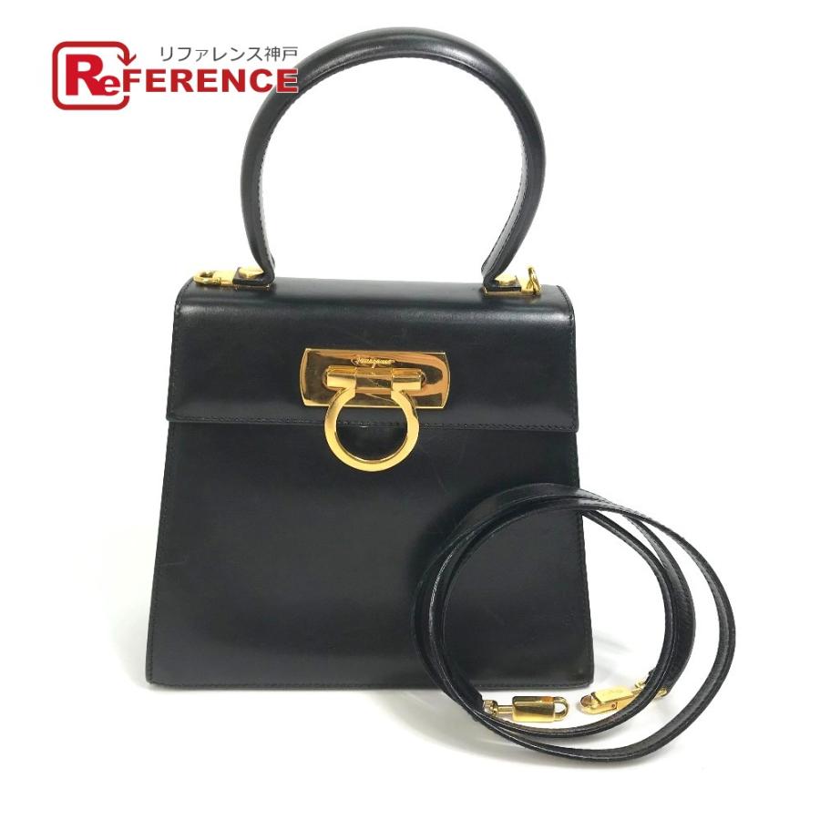 Salvatore Ferragamo サルヴァトーレフェラガモ 肩掛け ガンチーニ 2WAY ショルダーバッグ ショルダーバッグ レザー ブラック【中古】 | 