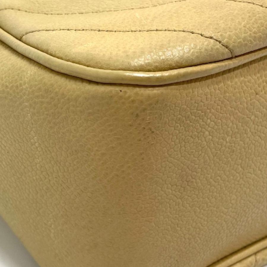 CHANEL シャネル CC ココチャーム Vステッチ シェブロン ショルダーバッグ キャビアスキン レディース ベージュ×ゴールド金具 | CHANEL | 05