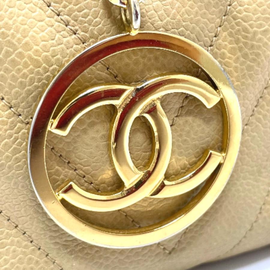 CHANEL シャネル CC ココチャーム Vステッチ シェブロン ショルダーバッグ キャビアスキン レディース ベージュ×ゴールド金具 | CHANEL | 06