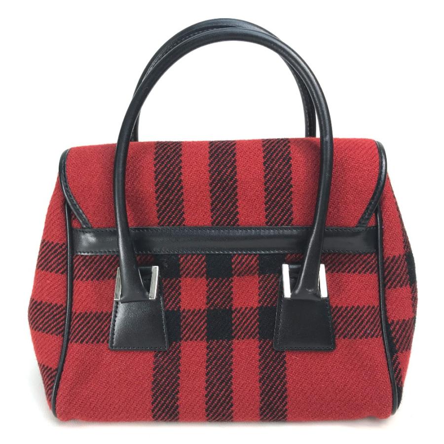 本物美品□バーバリー□レッドレザー/ベージュノバチェックキャンバス