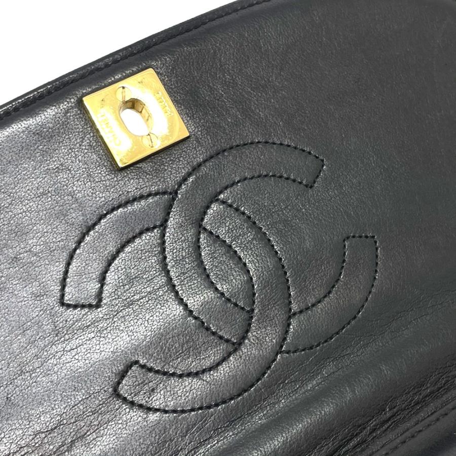 CHANEL シャネル ステッチ ココマーク チェーンバッグ ショルダーバッグ ラムスキン レディース ブラック×ゴールド金具 | CHANEL | 07