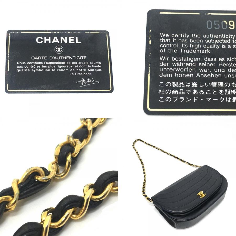 CHANEL シャネル ステッチ ココマーク チェーンバッグ ショルダーバッグ ラムスキン レディース ブラック×ゴールド金具 | CHANEL | 09