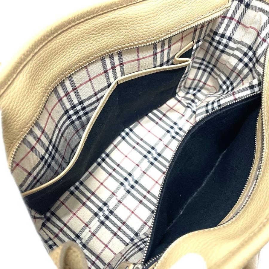 BURBERRY バーバリー ロゴ サイドポケット トートバッグ ハンドバッグ 通学 レザー レディース ベージュ | BURBERRY | 11