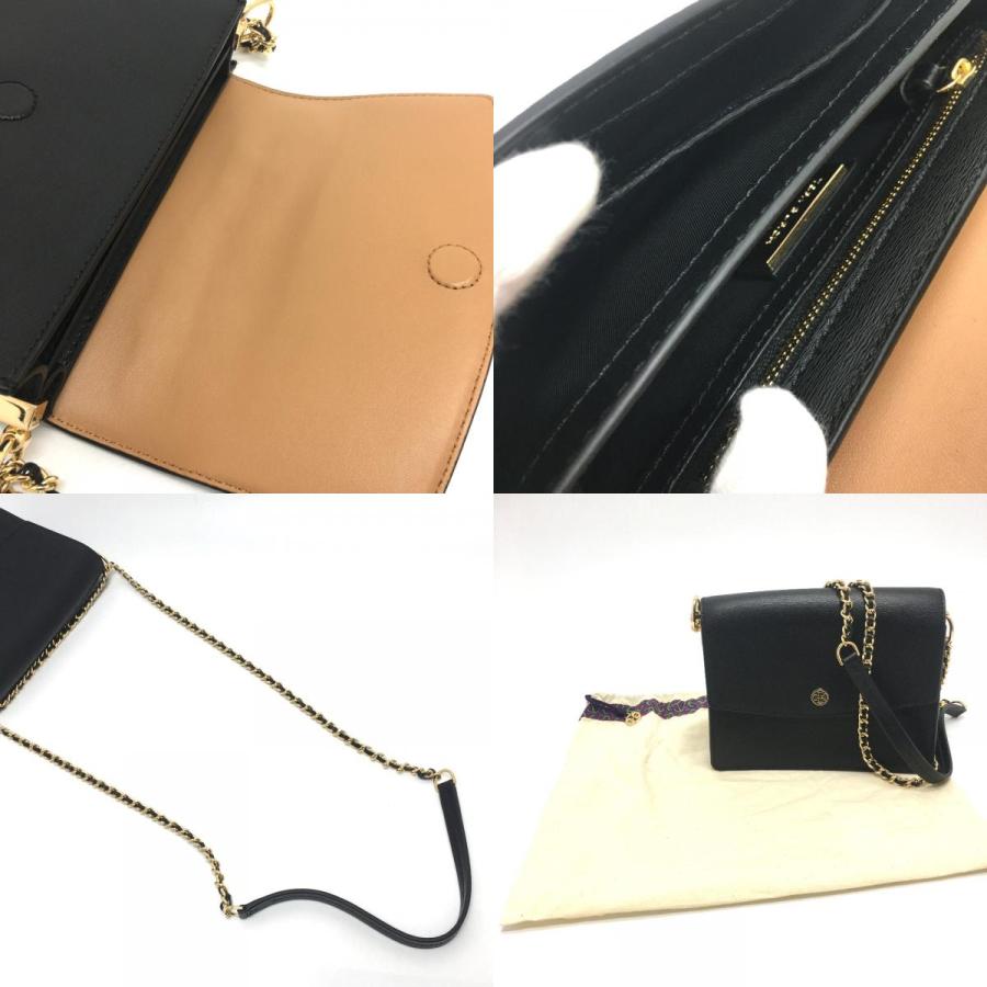トリーバーチ ハンドバッグ 2way レザー 黒 ブラック 金具ロゴ チェーン TORY BURCH 美品 Tory Burch トリーバーチ ロゴ チェーン