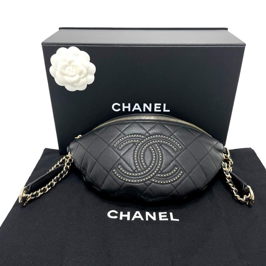新品同様 Chanel シャネル As1581 Cc スタッズ ココマーク チェーンベルト ボディバッグ G 75 リファレンス コレクション 通販 Yahoo ショッピング