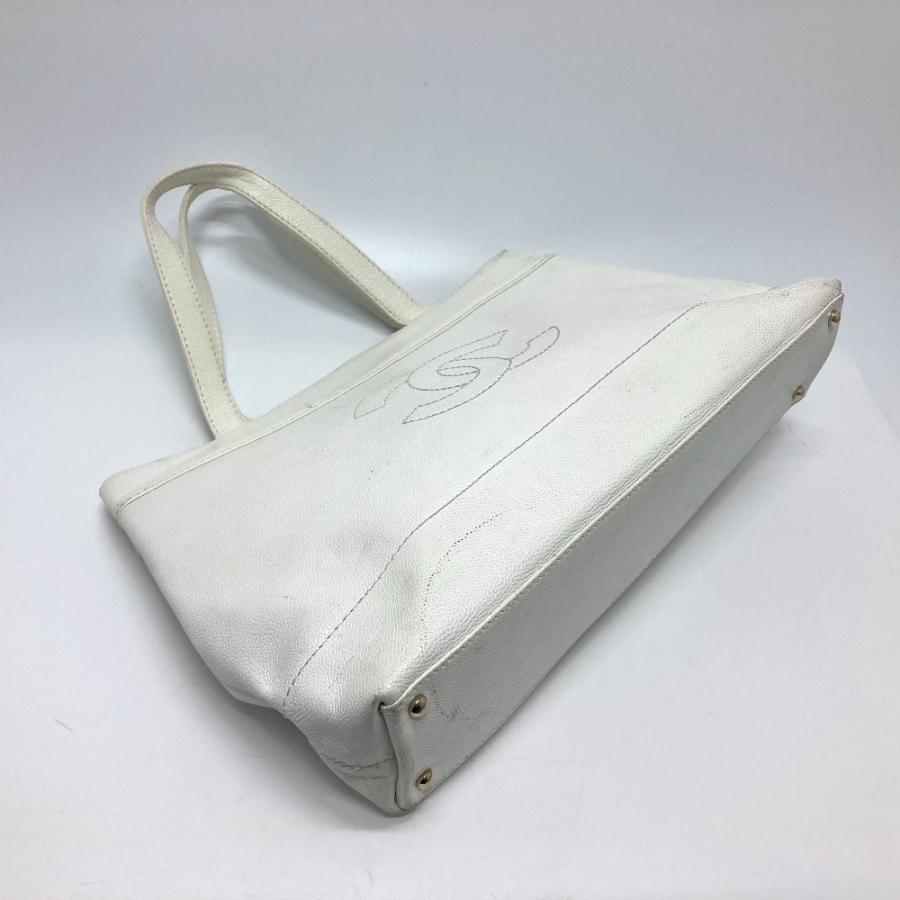 CHANEL シャネル 手提げ カバン ハンドバッグ 肩掛け トートバッグ CC ココマーク ショルダーバッグ ホワイト レディース【中古】 | CHANEL | 01