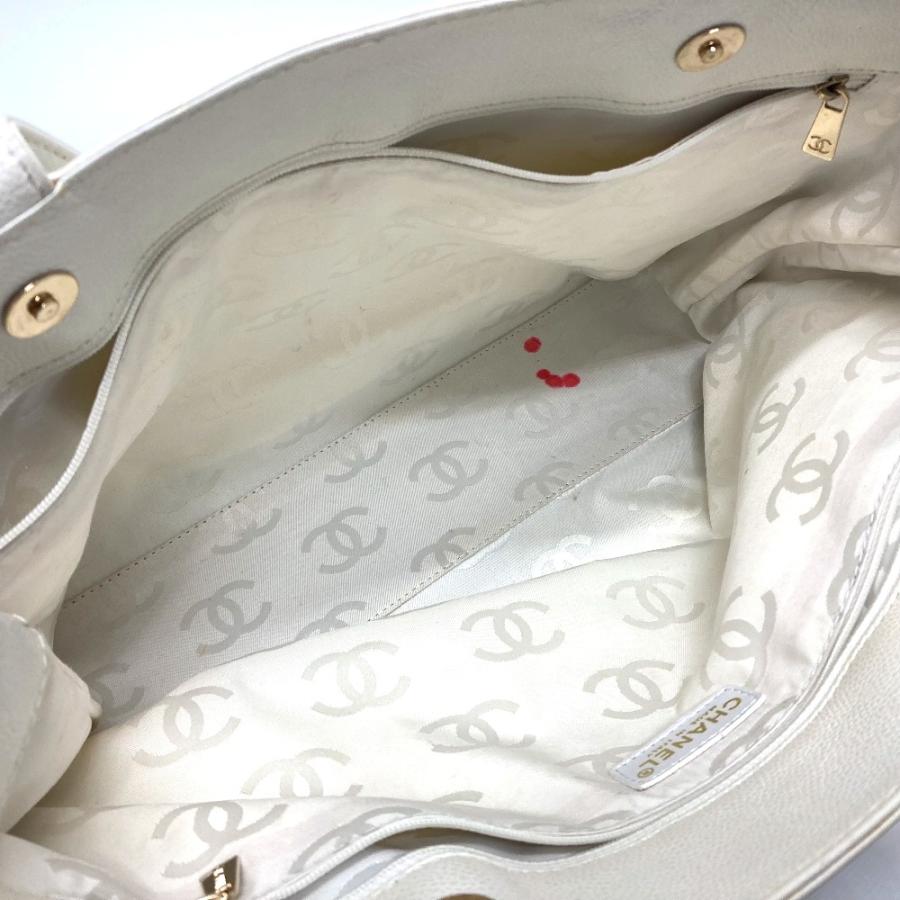 CHANEL シャネル 手提げ カバン ハンドバッグ 肩掛け トートバッグ CC ココマーク ショルダーバッグ ホワイト レディース【中古】 | CHANEL | 08