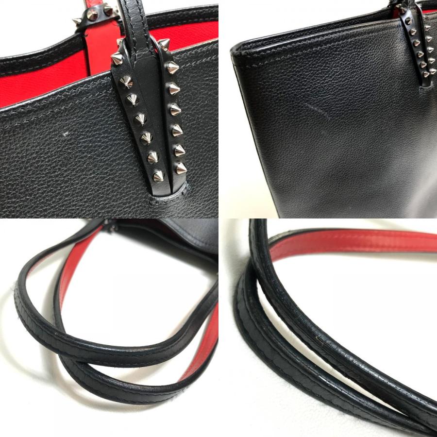 Christian Louboutin クリスチャンルブタン 1175113 ラージ カバタ ショルダーバッグ トートバッグ レザー ブラック×レッド 【中古】 | Christian Louboutin | 08