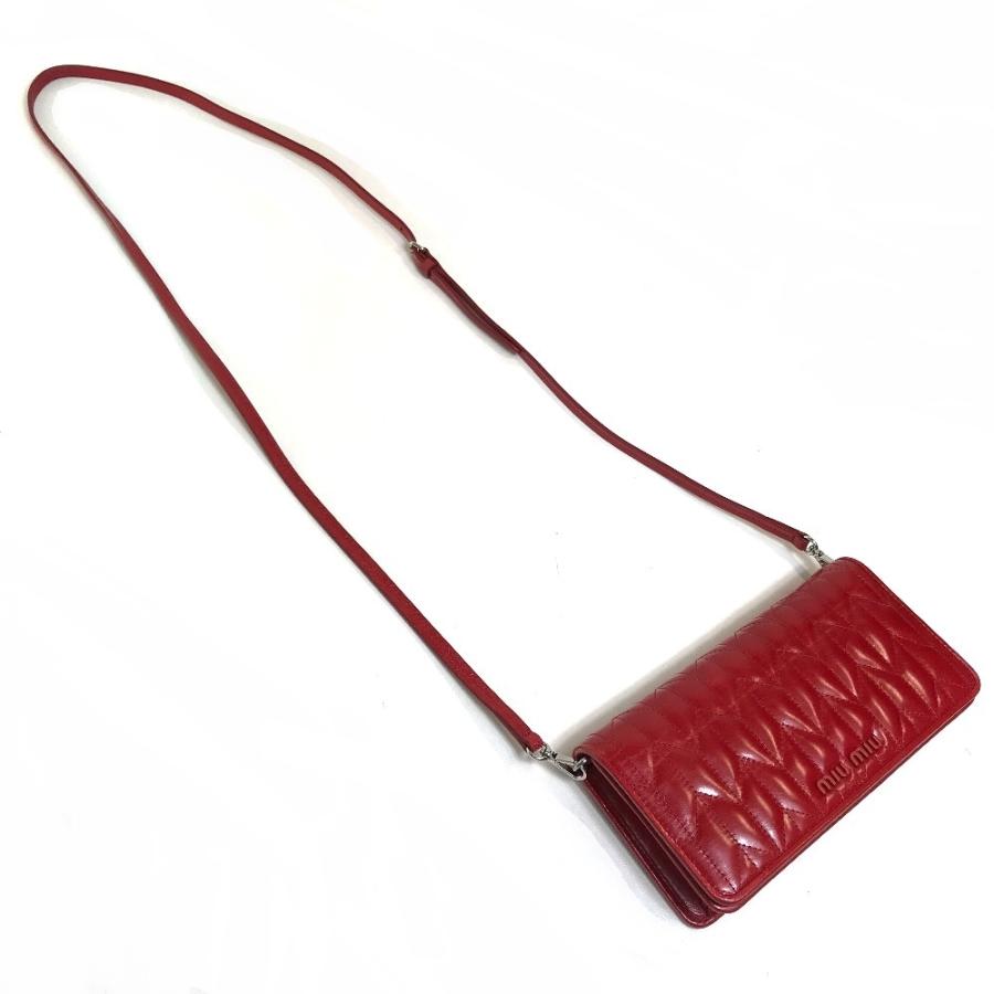 MIUMIU ミュウミュウ 5DH029 VIT.SHINE TRAPU クラッチ 斜め掛け 2WAY ショルダーバッグ ROSSO レッド レディース【中古】｜reference｜02