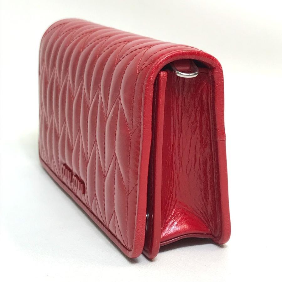 MIUMIU ミュウミュウ 5DH029 VIT.SHINE TRAPU クラッチ 斜め掛け 2WAY ショルダーバッグ ROSSO レッド レディース【中古】 | miu miu | 03