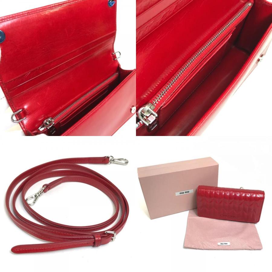 MIUMIU ミュウミュウ 5DH029 VIT.SHINE TRAPU クラッチ 斜め掛け 2WAY ショルダーバッグ ROSSO レッド レディース【中古】 | miu miu | 09