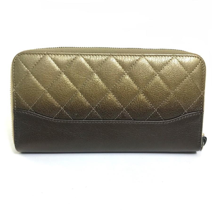 CHANEL シャネル マトラッセ 財布 ロングウォレット ラウンドファスナー グラデーション 長財布 ゴールド×ブラウン レディース【中古】 | CHANEL | 01
