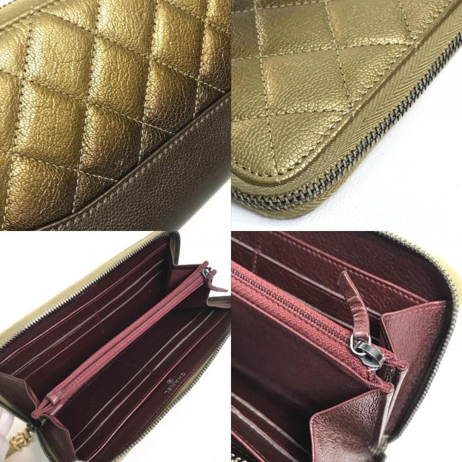 CHANEL シャネル マトラッセ 財布 ロングウォレット ラウンドファスナー グラデーション 長財布 ゴールド×ブラウン レディース【中古】 | CHANEL | 08
