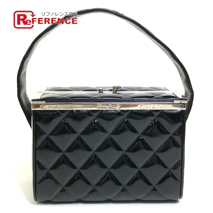CHANEL シャネル ヴィンテージ ハンドバッグ マトラッセ エナメル バニティバッグ ブラック レディース【中古】 | CHANEL