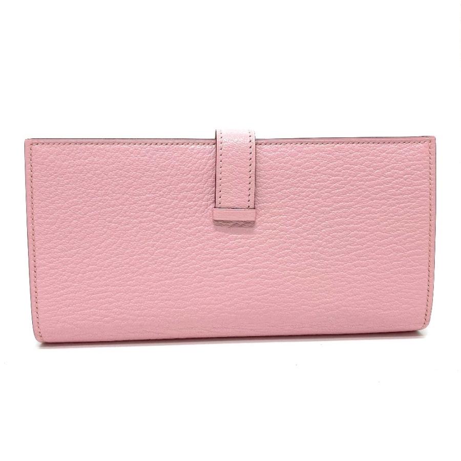 美品 HERMES エルメス ベアンスフレ マチ有 2つ折り長財布 ロングウォレット SV金具 H金具 長財布 ローズサクラ ピンク レディース【中古】の画像