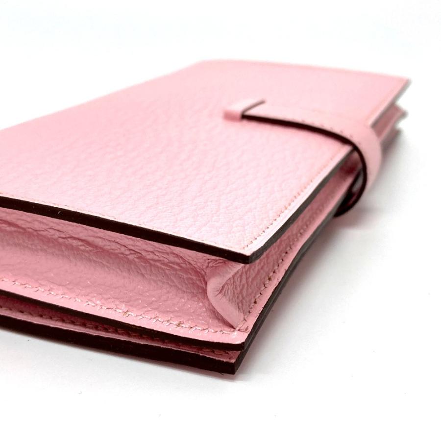 美品 HERMES エルメス ベアンスフレ マチ有 2つ折り長財布 ロングウォレット SV金具 H金具 長財布 ローズサクラ ピンク レディース【中古】の画像