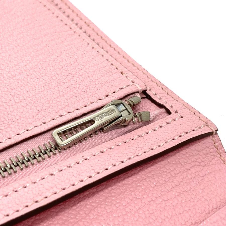 美品 HERMES エルメス ベアンスフレ マチ有 2つ折り長財布 ロングウォレット SV金具 H金具 長財布 ローズサクラ ピンク レディース【中古】の画像