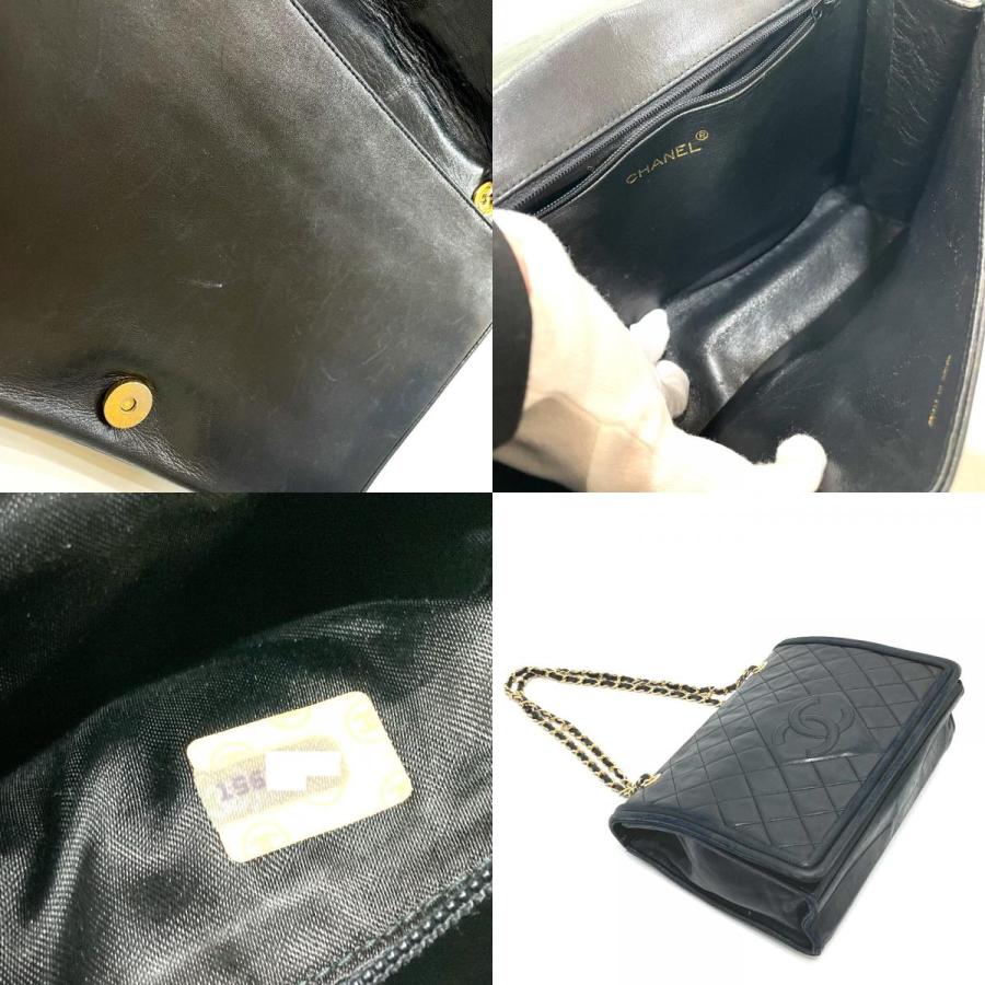 CHANEL シャネル CC ココマーク マトラッセ Wチェーンバッグ ショルダーバッグ ラムスキン ブラック レディース【中古】｜reference｜10