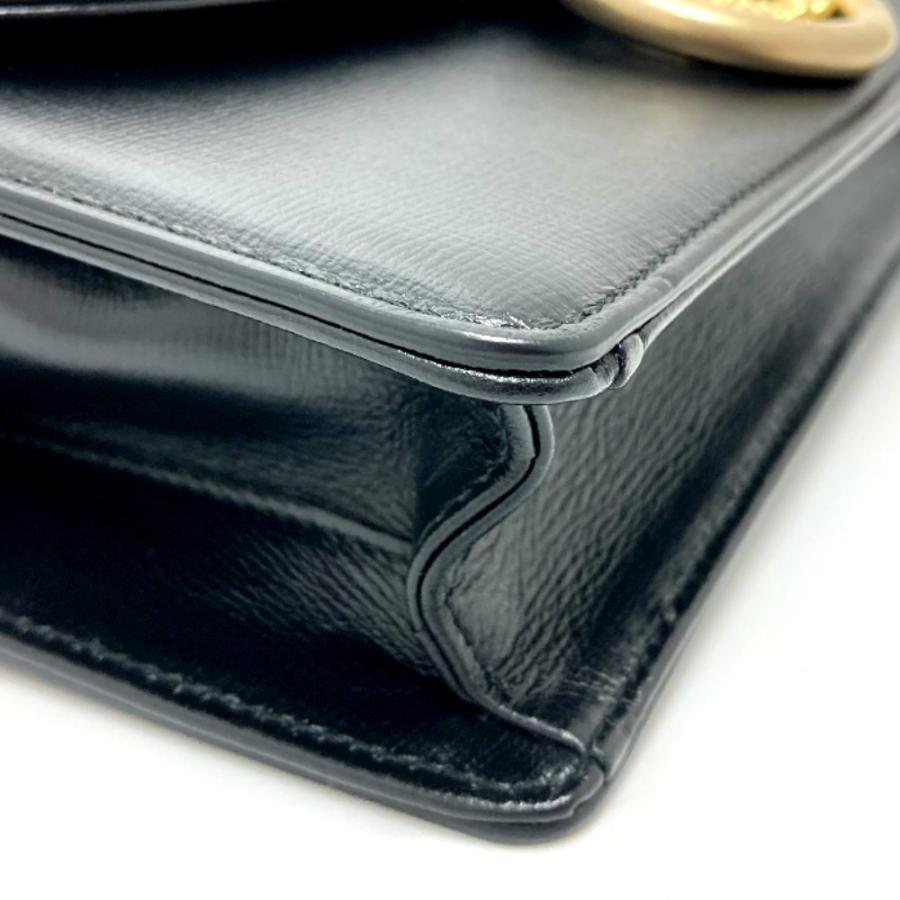 美品 GUCCI グッチ 589474 フラップ カバン 肩掛け 斜め掛け バッグ GGマーモント ショルダーバッグ ブラック レディース【中古】 | GUCCI | 03