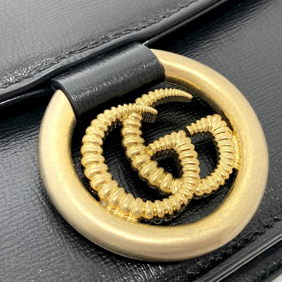美品 GUCCI グッチ 589474 フラップ カバン 肩掛け 斜め掛け バッグ GGマーモント ショルダーバッグ ブラック レディース【中古】 | GUCCI | 05