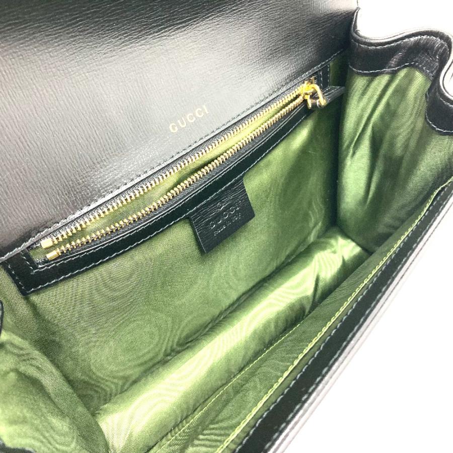 美品 GUCCI グッチ 589474 フラップ カバン 肩掛け 斜め掛け バッグ GGマーモント ショルダーバッグ ブラック レディース【中古】 | GUCCI | 07