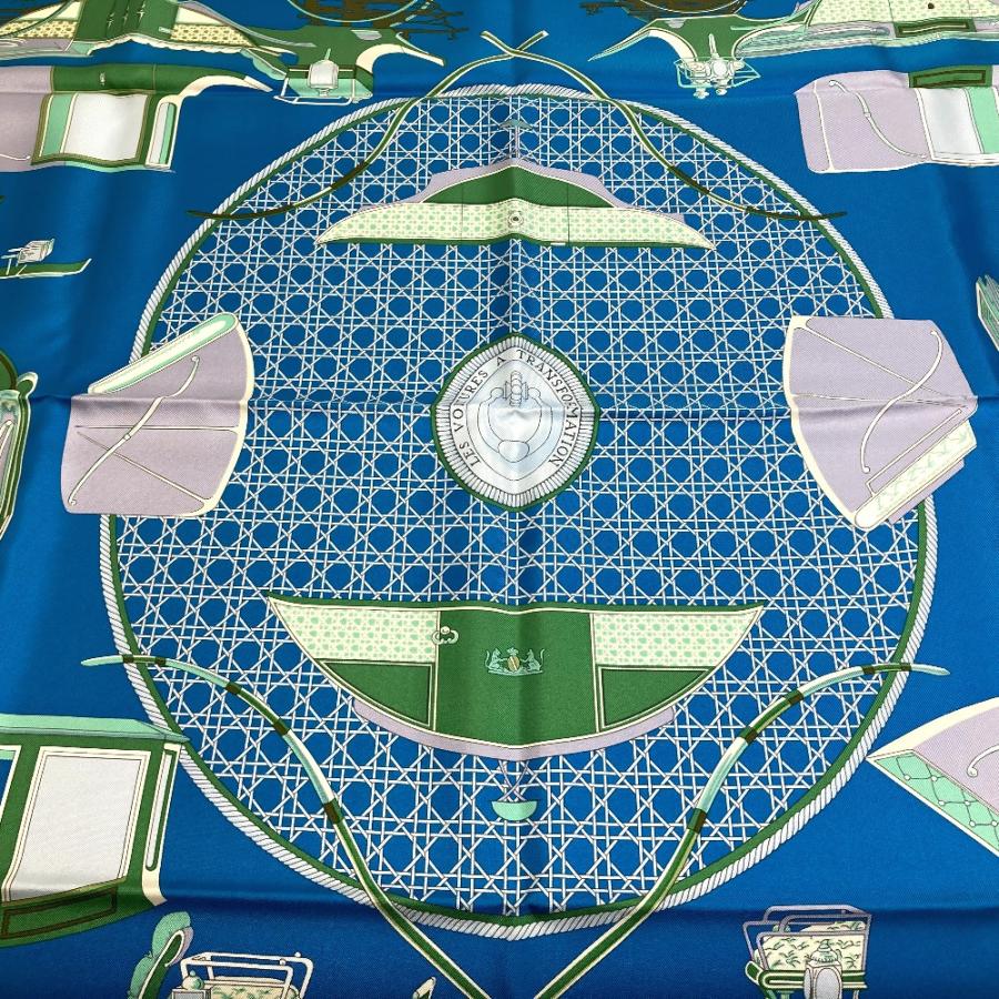 HERMES（エルメス） 美品 馬車 カレ90 LA PERRIERE スカーフ ブルー