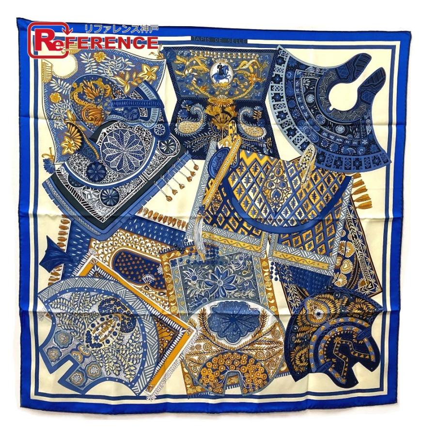 HERMES エルメス Tapis de Selle タピ ドゥ セル 植物柄 カレ90