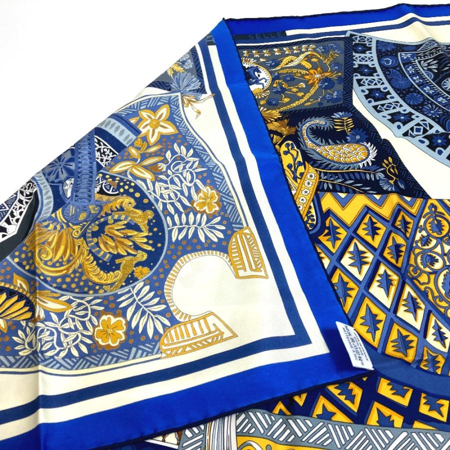 HERMES エルメス Tapis de Selle タピ ドゥ セル 植物柄 カレ90