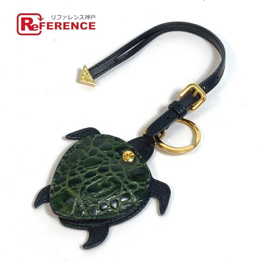 PRADA プラダ 亀 カメ ミラー バッグチャーム キーホルダー レザー グリーン レディース【中古】 :G-220710-29:リファレンス  コレクション - 通販 - Yahoo!ショッピング