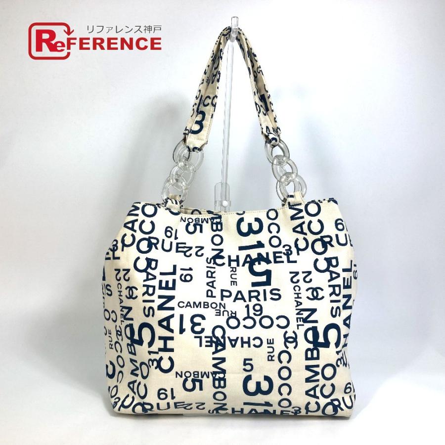 CHANEL シャネル バイシー CCココマーク クリアチェーン 肩掛け トートバッグ キャンバス ホワイト×ネイビー【中古】  :G-220825-45:リファレンス コレクション - 通販 - Yahoo!ショッピング