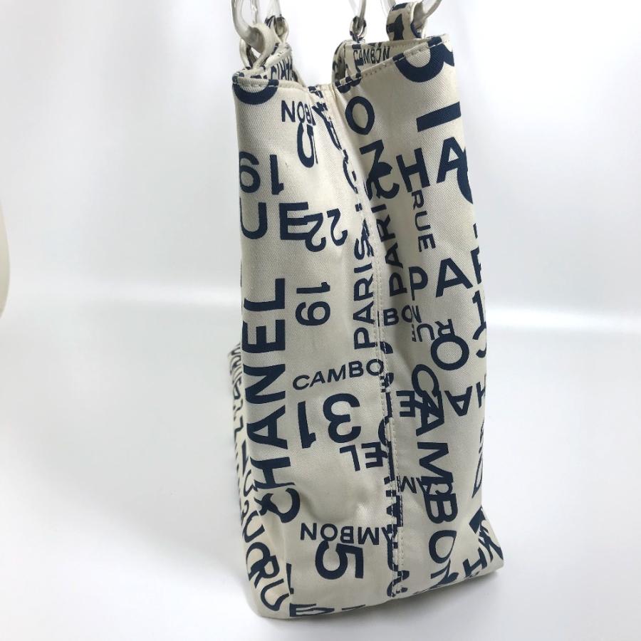 CHANEL シャネル バイシー CCココマーク クリアチェーン 肩掛け トートバッグ キャンバス ホワイト×ネイビー【中古】 | CHANEL | 02