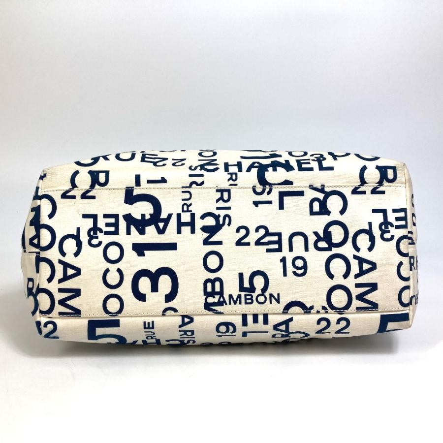 CHANEL シャネル バイシー CCココマーク クリアチェーン 肩掛け トートバッグ キャンバス ホワイト×ネイビー【中古】 | CHANEL | 03