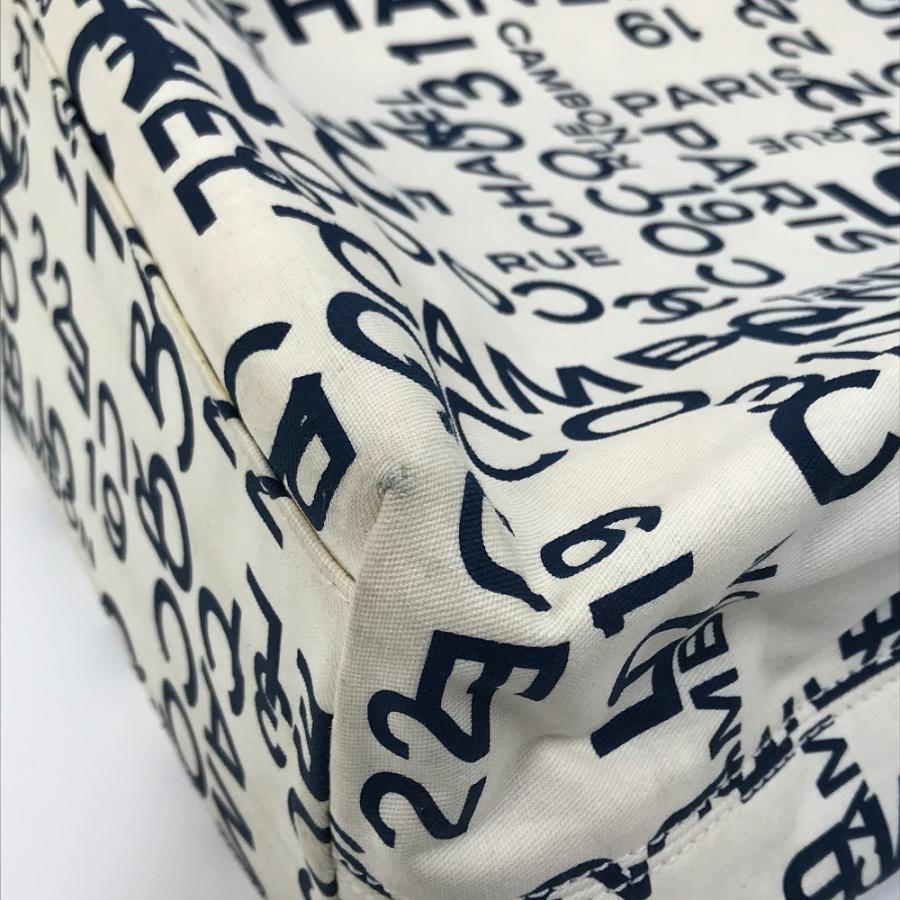 CHANEL シャネル バイシー CCココマーク クリアチェーン 肩掛け トートバッグ キャンバス ホワイト×ネイビー【中古】 | CHANEL | 06