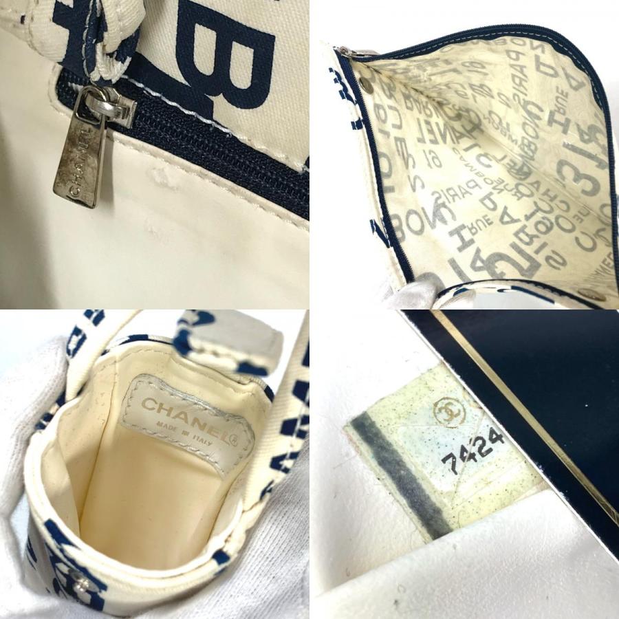 CHANEL シャネル バイシー CCココマーク クリアチェーン 肩掛け トートバッグ キャンバス ホワイト×ネイビー【中古】 | CHANEL | 09