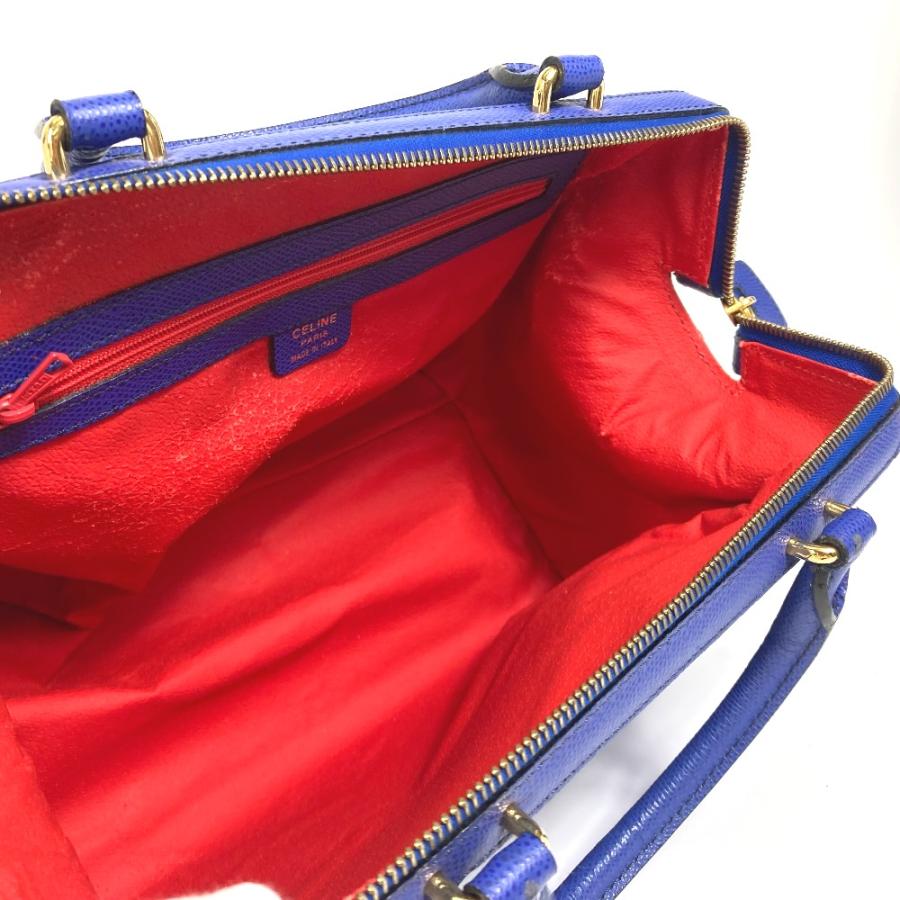 CELINE（セリーヌ） ミニボストンバッグ ハンドバッグ レザー ブルー
