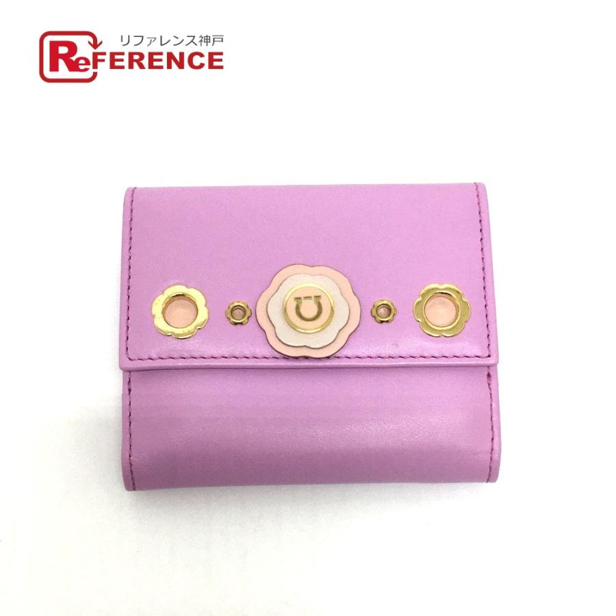 Salvatore Ferragamo サルヴァトーレフェラガモ ガンチーニ 2つ折り財布 レザー パープル レディース【中古】 | 