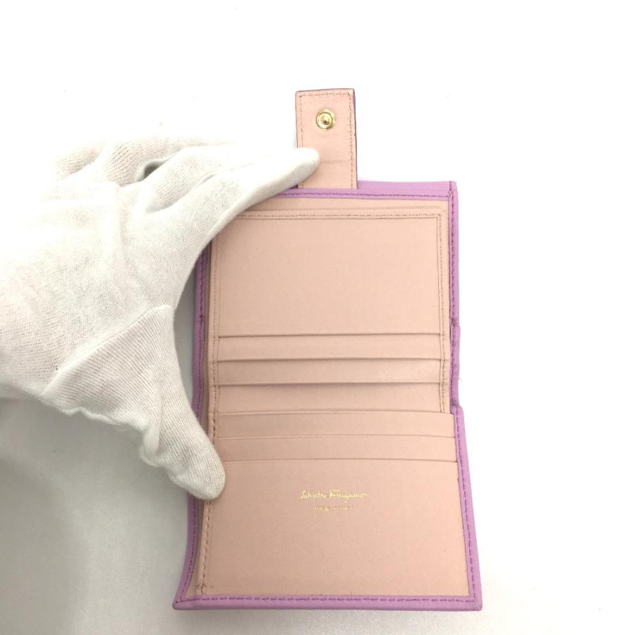 Salvatore Ferragamo サルヴァトーレフェラガモ ガンチーニ 2つ折り財布 レザー パープル レディース【中古】 |  | 07